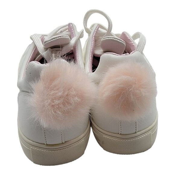 Madden Girl Bunny Sneakers, Rabbit Ear White Lace Up w/ PomPoms Sz 8 5 - Picture 5 of 8